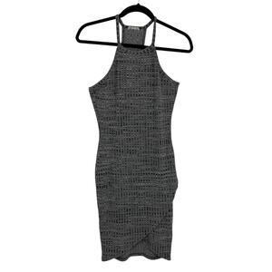 Silence + Noise Strappy Racerback Bodycon Dress Size Medium Textured Gray Stretc